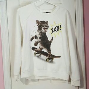 Forever 21 Cat Graphic Pullover size small